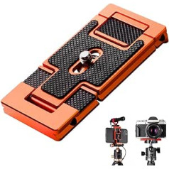 K&F Concept CA02 Aluminum Multi Quick Release Plate 2 in 1 Professional Camera Quick Release Plate for Tripod, Camera, Mobile Phone, Orange