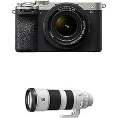 Sony Alpha 7C II | Bezspoguļa pilna kadra kamera ar SEL2860 tālummaiņas objektīvu (28–60 mm, F4–5.6, kompakts, 33 MP, reāllaika automātiskais fokuss, 10 BPS, 4K video, noliecams LCD skārienekrāns) Sudrabs + SEL200600G