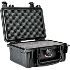 PELI 1120 Wasserdichtes Case für Optische und Elektronische Instrumente , IP67 Wasser- und Staubdicht, 2L Volumen, mit Schaumstoffeinlage (Anpassbar), Schwarz