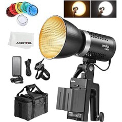 Godox ML60Bi 60W LED video gaisma ar rokturi (GODOX stiprinājums), CRI 96+/TLCI 97+, divu krāsu temperatūra ar 2 x NP970 litija baterijām