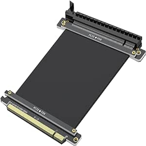 PCI Express 3.0 16X pagarinātāja stāvvada kabelis, prettraucējumu EMI materiāls, melns, 180 grādu kabelis, 200 mm