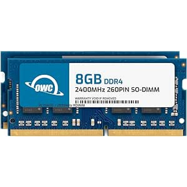 OWC — 16 GB atmiņas jaunināšanas komplekts — 2 x 8 GB PC19200 DDR4 2400 MHz SO-DIMM for 27 collu iMac Retina 5K (2017. gada vidus), Mac Mini (2018. gada beigas), un saderīgi datori