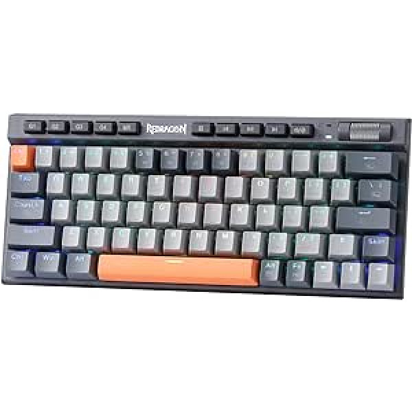 Redragon K634 PRO 60% bezvadu RGB spēļu tastatūra ar 3 režīmiem, karsti maināma kompakta mehāniskā tastatūra ar īpašu multivides vadību, kluss sarkans lineārais slēdzis