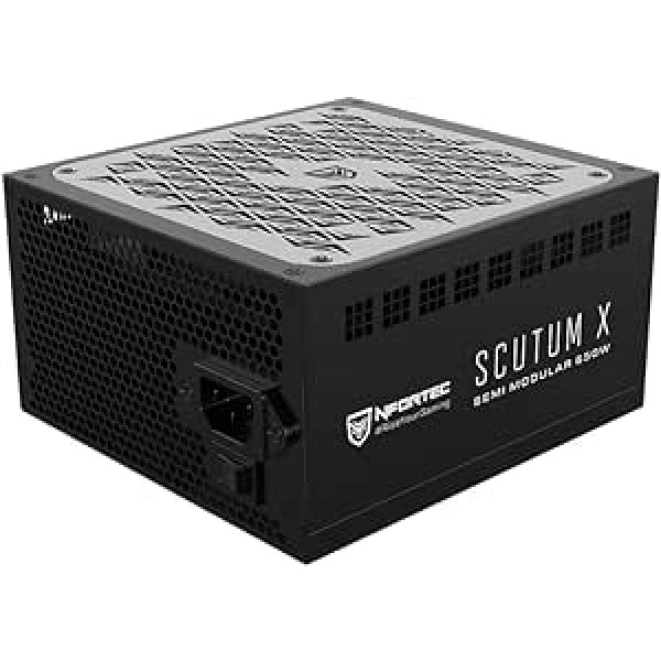 Nfortec – SCUTUM X maitinimo šaltinis 850 W pusiau modulinis ATX 80+ bronzinis, 140 mm ventiliatorius, juodas