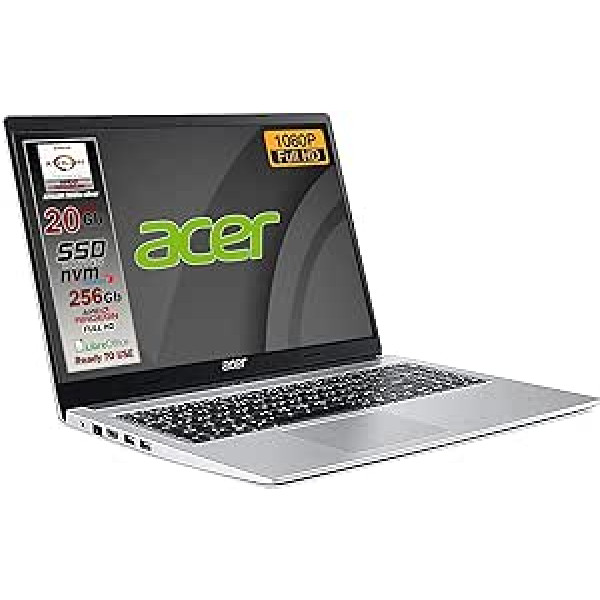 Piezīmjdators SSD Slim Acer Intel i3 10th, RAM 12GB, SSD 756GB, displejs 15.6 Full HD LED, Svga Intel HD 600, 3 USB, WLAN, HDMI, BT, Lan, Win 10 Pro, Office2019, gatavs lietošanai