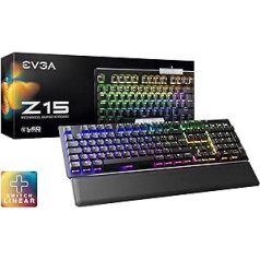 EVGA Z15 RGB spēļu tastatūra, RGB fona apgaismojuma LED, karsti maināms mehāniskais Kailh ātruma sudraba slēdzis (lineārs)