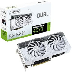 ASUS Dual GeForce RTX 4070 White Edition 12 GB GDDR6X spēļu grafikas karte (Nvidia GeForce RTX4070 DLSS3, PCIe 4.0, 1 x HMDI 2.1, 3 x DisplayPort 1.4a, DUAL-RTX4070-12G-WHITE), Balts.