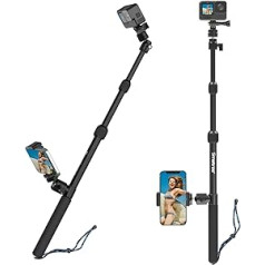 Smatree DS11S Teleskopstange aus Aluminiumlegierung, Selfie-Stick, saderīgs ar GoPro Hero 12/11/10/9/8/7/6/5/4/3/2/1, DJI Osmo un Anderen Action-Kameras ar 1/4