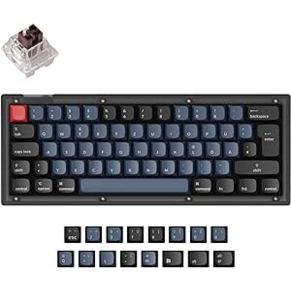 Keychron V4 Wired Custom Mechanical Keyboard, 60% German DE ISO Layout QMK/VIA Programmable Macro with Hot Swappable Keychron K Pro Brown Switch (Matte Black)