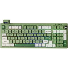 EPOMAKER RT100 mehāniskā tastatūras blīve ar regulējamu displeju, Bluetooth/2.4G/USB, Rotary, Hot Swap, 5000 mAh akumulators, RGB Win/Mac/Gaming (zaļa (ASV QWERTY), Epomaker Flamingo Switch)