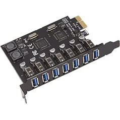 USB 3.0 PCI-E paplašināšanas kartes adapteris 7 portu centrmezgla adapteris ārējais kontrolieris PCI-E paplašinātājs PCI karte darbvirsmai