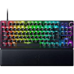 Razer Huntsman V3 Pro Tenkeyless - Analoginis optinis E-Sport-Tastatur ohne Ziffernblock (Digitaler Drehregler & Steuerungstaste, Texturierte Doubleshot-PBT-Tastenkappen) DE-Layout | Švarcas