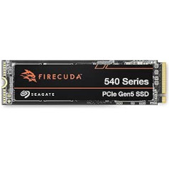 Seagate FireCuda 540 NVMe SSD 1 TB, datorspēļu iekšējais cietvielu disks, M.2 PCIe Gen5, līdz 10 000 MB/s, 3 gadu glābšanas dienesta modeļa Nr.: ZP1000GM3A004