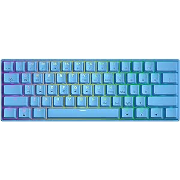 GK61 Hot Swap mechaninė žaidimų klaviatūra – 61 klavišų įvairiaspalvis RGB LED foninis apšvietimas, skirtas PC / Mac grotuvams (Gateron optinė raudona, mėlyna)