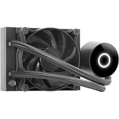 Mars Gaming ML-PRO120 Professional CPU Liquid Cooler, TDP 220W, Ultralight FDB Fan, Opti-Chamber Pump with White Lighting Ring, Universal Multi Cap, Black