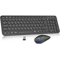 Bezvadu, atkārtoti uzlādējams divrežīms (Bluetooth 5.1+2.4G) Bezvadu tastatūra un pele, īpaši plāna daudzfunkcionāla tastatūra (melna)