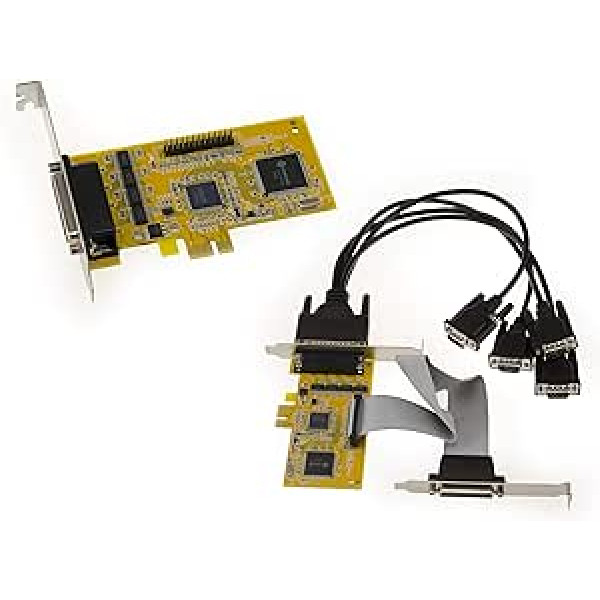 KALEA-INFORMATIQUE PCI Express PCIe Serial RS232 un paralēlā kontrollera karte ar 4 COM RS-232 DB9 portiem un 1 LPT IEEE1284 DB25 mikroshēmojumu SUNIX SUN1999 (MIO5499A)