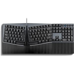 Perixx PERIBOARD-535BR Vadu, ergonomiska, mehāniska sadalīta tastatūra, plakani brūni taustes slēdži, savietojams ar Windows un Mac OS X, ASV angļu