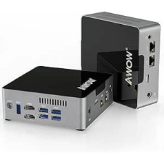 AWOW Mini PC Windows 10 Pro 6GB DDR4 256GB SSD mikrodators, Intel Celeron J3455 4K HD/2.4G+5G WiFi/Dual LAN/BT 4.2/HDMI*2 AK34