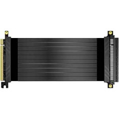 Akasa Riser Black X2, Premium PCIe 3.0 x 16 Riser Cable, 20 cm 180° PCIe 3.0 x16 Female 180° PCIe 3.0 x 16 Male