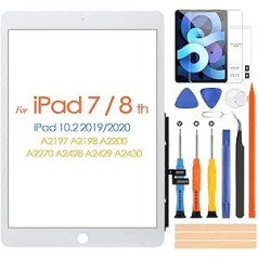 Jutiklinis ekranas, skirtas iPad 7/8 10,2 colio, 2019 m. 2020 m. 7-asis 8-asis skaitmeninimo įrenginys jutiklinio ekrano skydelio remonto rinkinys, be namų mygtuko, skirtas iPad A2197 A2198 A2200 A2270 A24 28 A2 429 A2430 (ne LCD)
