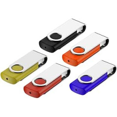 Fesaymi USB zibatmiņa 32 GB 2.0 zibatmiņas disks, daudzkrāsains Memory Stick 360° rotācijas ātrgaitas atmiņas karte ar virves siksnu (32 GB, 5 pak.)