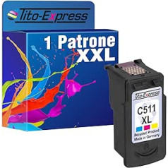 Tito-Express PlatinumSerie 1 printera kasetne Canon CL-511 XL 1x Color 15 ml Katra kasetne XXL ietilpība