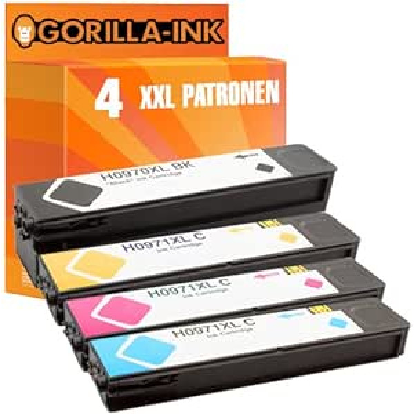 Gorilla-Ink 4 XXL kasetnes, kas saderīgas ar HP 970XL 971XL pigmenta tinti OfficeJet Pro X 450 Series 451 DN 451 DW 470 Series 476 DN 476 DW 551 DW 576 DW