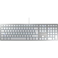 CHERRY KC 6000 Slim, Ultra-Thin Design Keyboard, Pan Nordic Layout (QWERTY), Wired (USB-A Port), Quiet, Durable Key Labeling, Silver