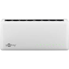 goobay 64564 Gigabit Ethernet tinklo jungiklis 8 prievadų / LAN jungiklis su maks. 1000 Mbps / dizainas be ventiliatoriaus / Ethernet jungiklis su „Plug & Play“ programa / optimizuotas duomenų paskirstymas / balta