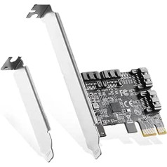 Binardat PCIE X1 uz SATA karti 4 portu 6 Gbps SATA 3.0 kontrolieris ar 4 SATA kabeļiem un zema profila kronšteinu operētājsistēmai Windows 10/11