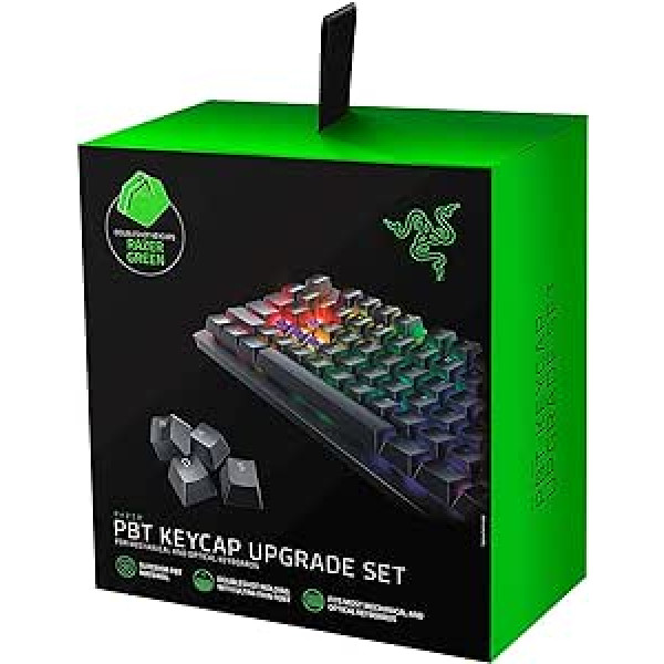 Razer PBT tastatūras komplekts spēļu tastatūrai — tastatūras vāciņu jaunināšanas komplekts mehāniskajām un optiskajām tastatūrām (saderība ar fona apgaismojumu, izcils PBT materiāls) Zaļš