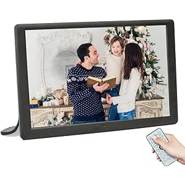 Ieytse Digitaler Bilderrahmen ar 10,1 Zoll (25,6 cm), IPS displejs, 1280 x 800, foto un video atskaņotājs, kalendāra signalizācija, automātika Ein- und Ausschalten, Wandmontage un Fernbedienung