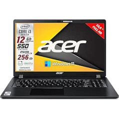 Acer Notebook Travelmate Intel i3 10th 12GB RAM M.2 Pci 256GB SSD 15.6 Full HD Display 3x USB Wi-Fi HDMI BT Win 11 Pro Libre Office klaviatūra su apšvietimu - Gar. Ita