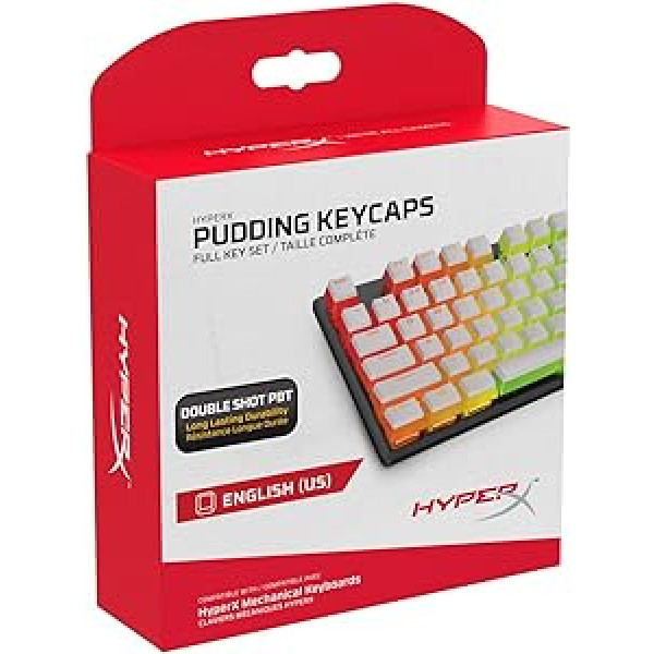 HyperX Pudding Keycaps - Full Keyset - PBT - {White} - English (US) Layout - 104 Key Backlit OEM Profile