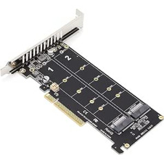 Dual M 2 NVMe SSD uz PCIE X8 M atslēgas adaptera karte, signālu sadalīšanas masīva karte cietā diska pārveidotāja lasītāja paplašināšanas karte 2 x 32 Gbps resursdatora kontrollera paplašināšanas karte (ph45)