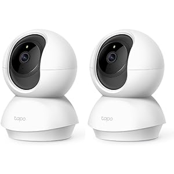 Tapo TP-Link C200P2 360° iekštelpu novērošanas kamera, 1080P, nakts redzamība, kustības noteikšana, divvirzienu audio, saderīgs ar Alexa un Google palīgu, zīdaiņiem/mājdzīvniekiem, 2 C200 iepakojums