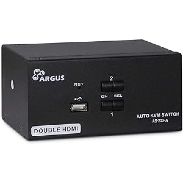 Inter-Tech KVM KVM-AS-22HA HDMI līnija 4x HDMI 4x 3,5 mm 3 kontaktu ligzda 1 barošanas līnija izeja 2x USB 2x 3,5 mm 3 kontaktu ligzda 2x HDMI