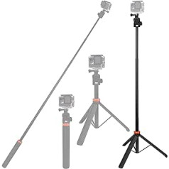 VKESEN Selfie Stick statīvs, 31-143 cm teleskopiskais stabs izgatavots no alumīnija sakausējuma, Action Cam rokas monopods Insta360, GoPro Hero 11.10, 9, 8, 7, 6, 5, DJI Action Osmo darbības kameras