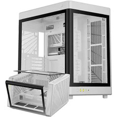 GAMDIAS NESO P1 White Full Tower ATX Case - One Touch Swing Open - Panorama Tempered Glass Panel - Dual Cahmber - Dual Orientation - High Airflow - Cable Managment - Spacious Interior