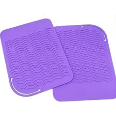 ‎Eauso Garbanojimo geležies šilumos pagalvėlės, silikoninis karščiui atsparus kelioninis kilimėlis, lyginamasis geležies silikoninis laikymo šilumą izoliuojantis kilimėlis, skirtas karštiems plaukų formavimo įrankiams (spalva: violetinė)
