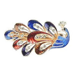 Glamour Girlz Beautiful Women's Vintage Gold Tone Chunky Metal 8 cm Hair Evening Claw Clamp Peacock in 6 Colours (Multi)