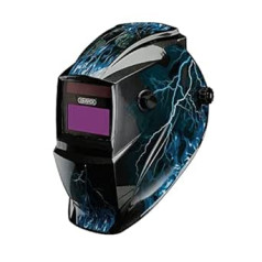 Draper 02514 Schweißhelm mit automatischer Verdunkelung, blauer Totenkopf