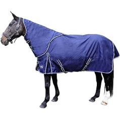 HKM 10392 Outdoor Blanket Removable Neck Part 300 g Filling Horse Rug Blue 155