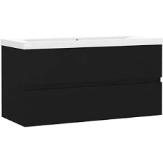 vidaXL Vanity Unit with Built-In Basin, Bathroom Cabinet, Washbasin, Bathroom Cabinet, Wall Cabinet, Black Wood Material