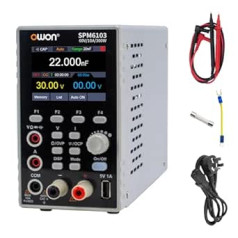 OWON SPM6103 2-in-1 Laboratory Power Supply & Multimeter 60V/10A, DC Power Supply Variable, Desktop Power Supply with 2.8 Inch High Precision LED, USB Interface, SCPI Support, 4 1/2 Digital Multimeter