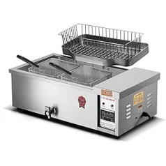 Umweltfreundlich und rauchfrei 25L Kommerzielle kleine elektrische Fritteuse, Pommes-Frites-Ofen, Multifunktions-Frittiermaschine for gebratene Hähnchenkrapfen Einfach zu benutzen und zu reinigen