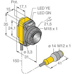 3073244-QS18VP6LLPQ5, Opto sensors Lāzera atstarošanas sensors