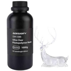 Aceaddity Ultra Klares 3D-Harz, 1KG Hochtransparentes 3D-Druckerharz, Nicht Vergilbendes 405nm UV-härtendes Photopolymer-Druckharz, Hohe Präzision und Geringer Geruch