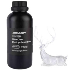 Aceaddity Ultra Klares 3D-Harz, 1KG Hochtransparentes 3D-Druckerharz, Nicht Vergilbendes 405nm UV-härtendes Photopolymer-Druckharz, Hohe Präzision un Geringer Geruch